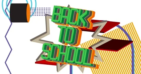 Back To School text on geometrical video Stock Footage 314630562