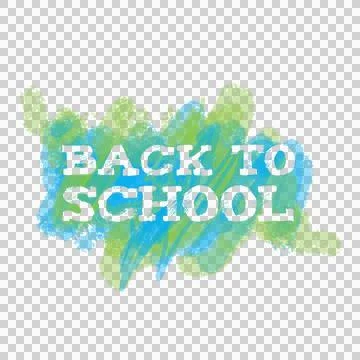 Back to school text on green and blue splash Stock Photos