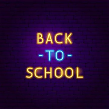 Back to School Text Neon Label Stock Illustration