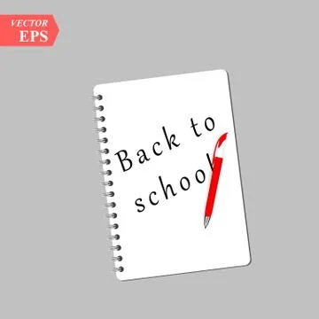 Back to school text on notebook page with a pen. Vector illustration eps10 Stock Illustration