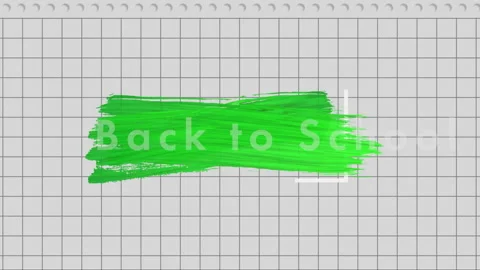 Back To School text over brush stroke against squared paper Stock Footage 135680552