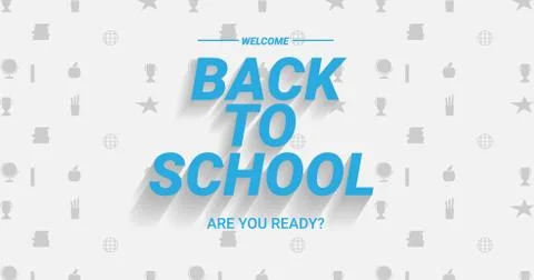 Back To School Text Over White Background With Pattern, Vector Illustrazione stock