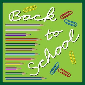 Back to school - text with paper clips and pencils Stock Illustration
