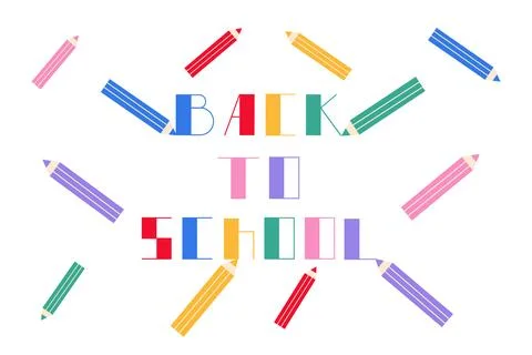 Back to school text in paper with color pencil Stock Illustration