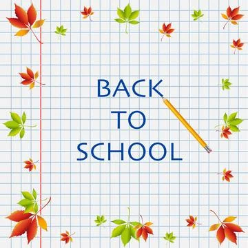 Back to school text. on paper with leaf elements. Vector illustration Stock Illustration