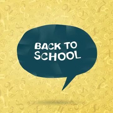 Back to school text in speech bubble on figures and formulas background. vect 스톡 일러스트