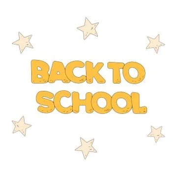 Back to school text with stars. Template for advertising flyer or advertisings Stock Illustration