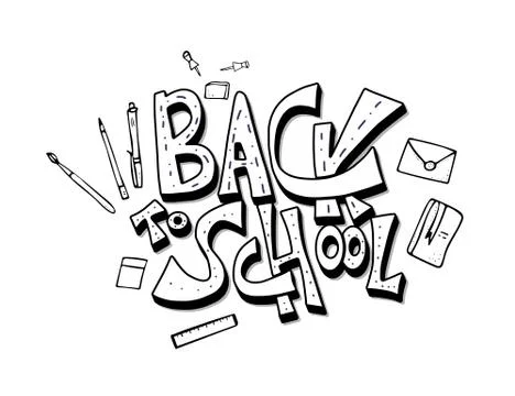 Back to school text with stationary. Template for sale cards and promotion. V Stock Illustration