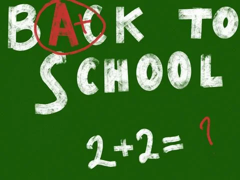 Back to school text template design. Back to school greeting in green chalk Stock Illustration