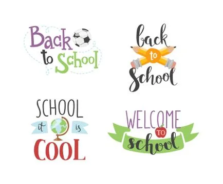 Back to school text vector Stock Illustration