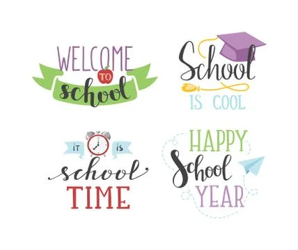 Back to school text vector Stock Illustration