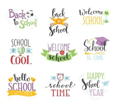 Back to school text vector set イラスト素材