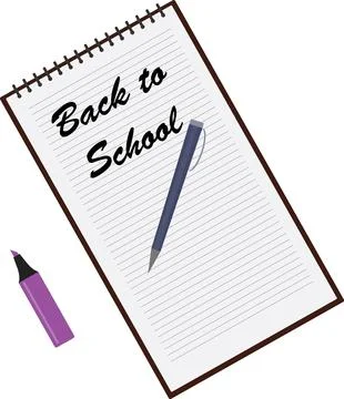 Back to school text write on the paper with pen graphic element Stock Illustration