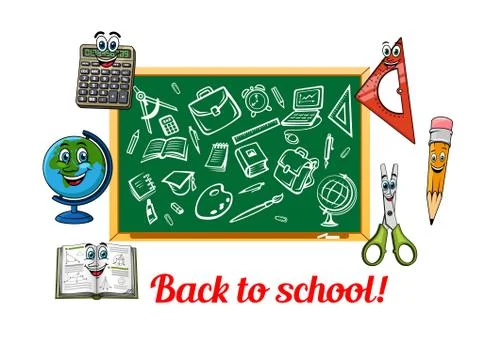 Back to school theme design with stationery items 스톡 일러스트