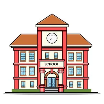 Back To School Theme, School Building Stock Illustration