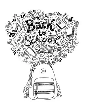 Back to school thin line vector doodle Ilustración de archivo