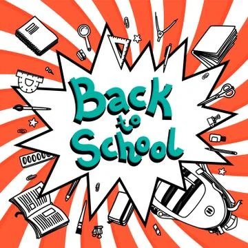 Back to school thin line vector doodle Stock Illustration