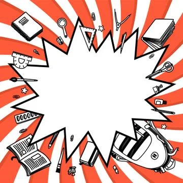 Back to school thin line vector doodle Stock Illustration