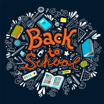 Back to school thin line vector doodle 스톡 일러스트