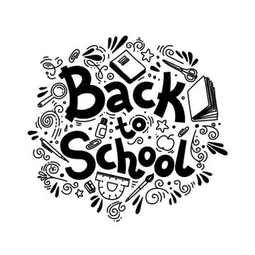 Back to school thin line vector doodle Illustrazione stock