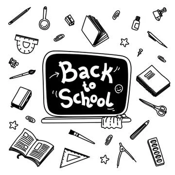Back to school thin line vector doodle Stock Illustration