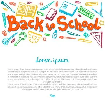 Back to school thin line vector doodle Stock Illustration