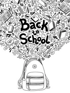Back to school thin line vector doodle Stock Illustration