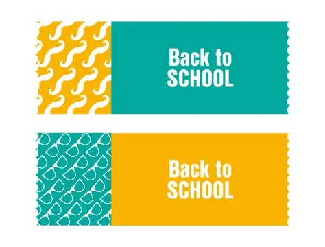 Back to school ticket with hipster design Stock Illustration