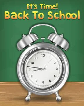 Back to school time with alarm clock Stock Illustration