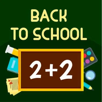 Back to school time background, flat style Stock Illustration