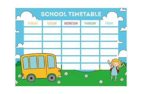Back to school timetable design Illustrazione stock