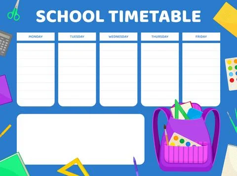 Back to School Timetable Design with Supply Vector Template Stock Illustration