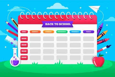 Back to school timetable flat design Illustrazione stock
