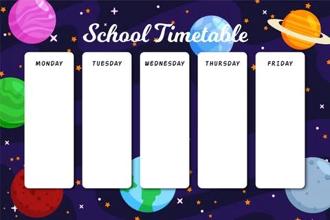 Back to school timetable with planets イラスト素材