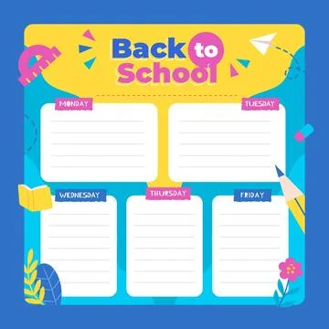 Back to school timetable template Stock Illustration