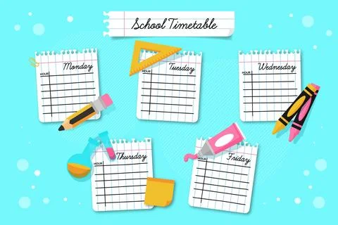 Back to school timetable template Stock Illustration