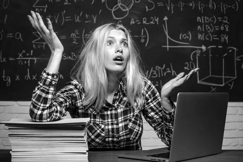 Back to school. Tired student learning at home. Knowledge day. Education and Stock Photos