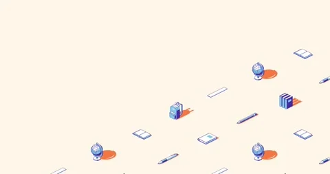 Back to school title page of isometric loop animation on off white background Stock Footage 336844816
