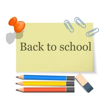 Back to school tool concept background, realistic style Illustrazione stock