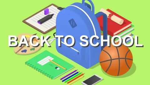 Back to school tools concept background, isometric style Stock Illustration