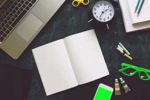 Back to school, top view flat lay concept Stock Photos