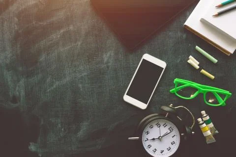 Back to school, top view flat lay concept Stock Photos
