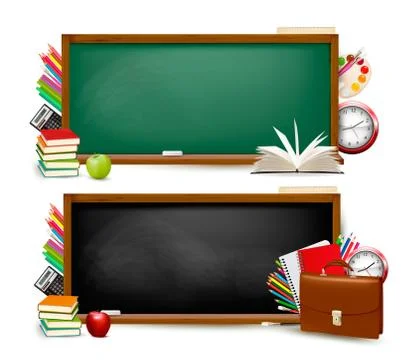 Back to school. two banners with school supplies. vector. Stock Illustration