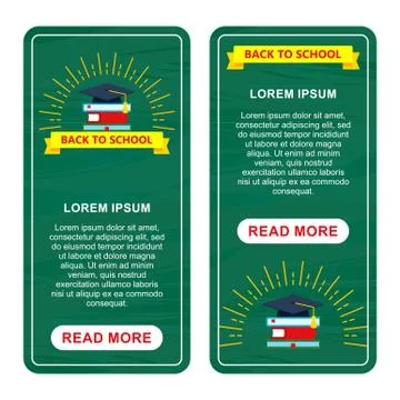 Back to school two vertical banners green Stock Illustration