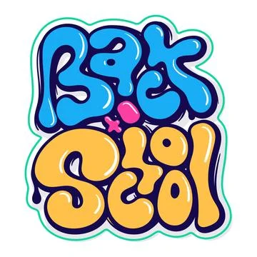 Back to school. typography of back to school in colorful bubble cartoon desig Stock Illustration