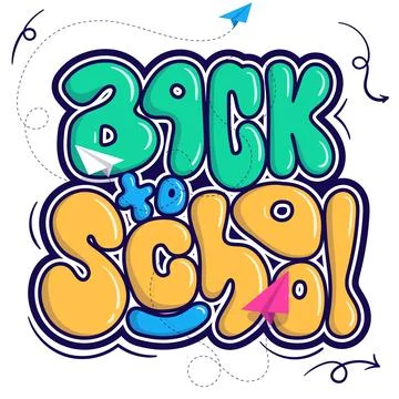 Back to school. Typography of back to school in bubble cartoon design with .. Stock Illustration