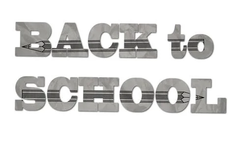 Back to school typography with crumpled paper texture and pencil Stock Illustration