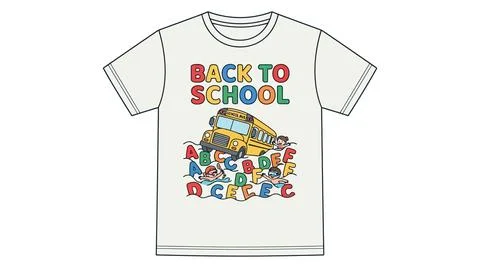 Back to school typography design with school bus and alphabet letters, alphab Stock Illustration