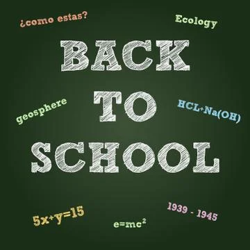 Back to school typography on a green board Stock Illustration