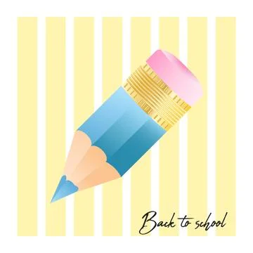 Back to school typography quote and color pencil with eraser on background Stock Illustration